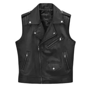 Mens Black Classic Leather Vest