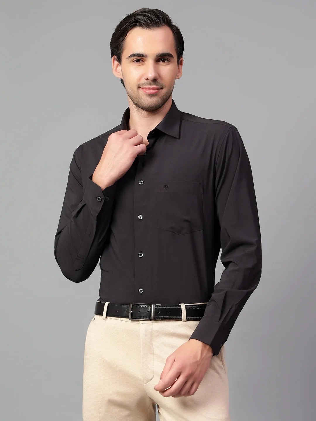 Men's Black Solid Full Sleeve Formal Shirt