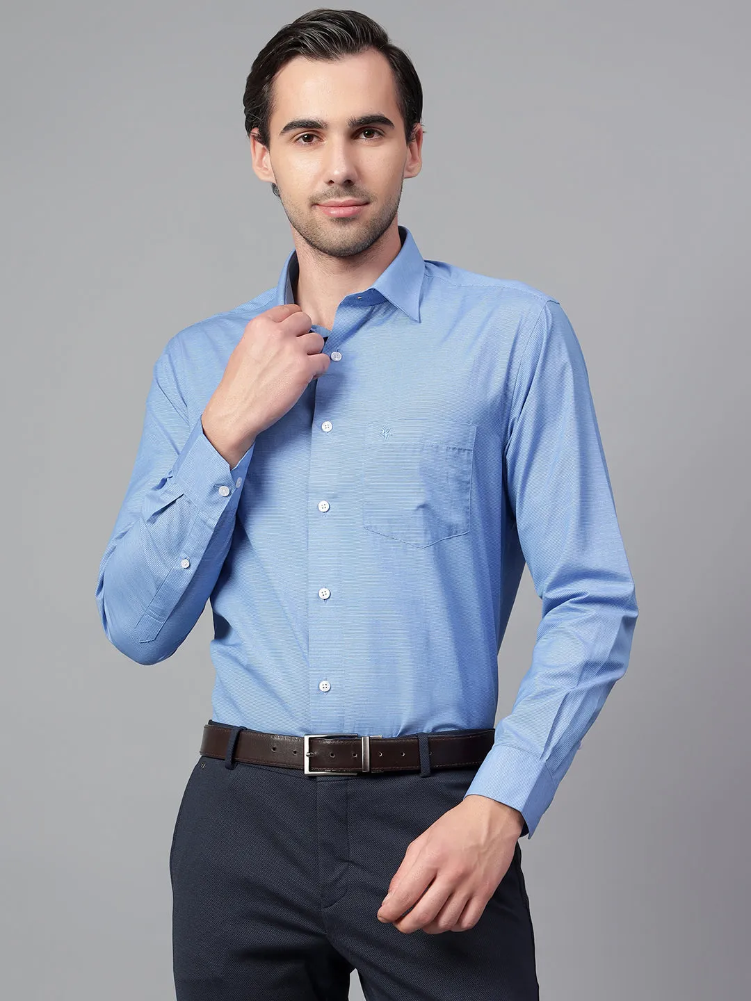 Men's Blue Checked Full Sleeve Formal Shirt