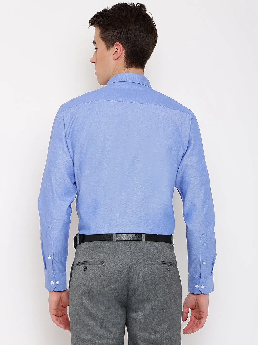 Men's Blue Formal Plain Full Sleeve Shirt