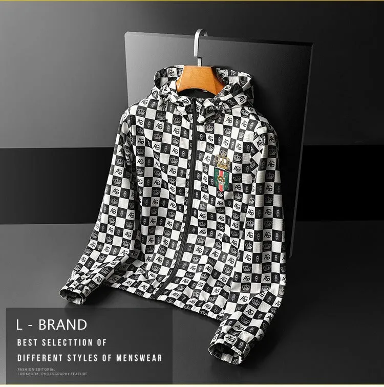 Men's Bomber Jacket Jogging Hooded Coat Streetwear Slim Casual Thin Jacket | D208-JK83001