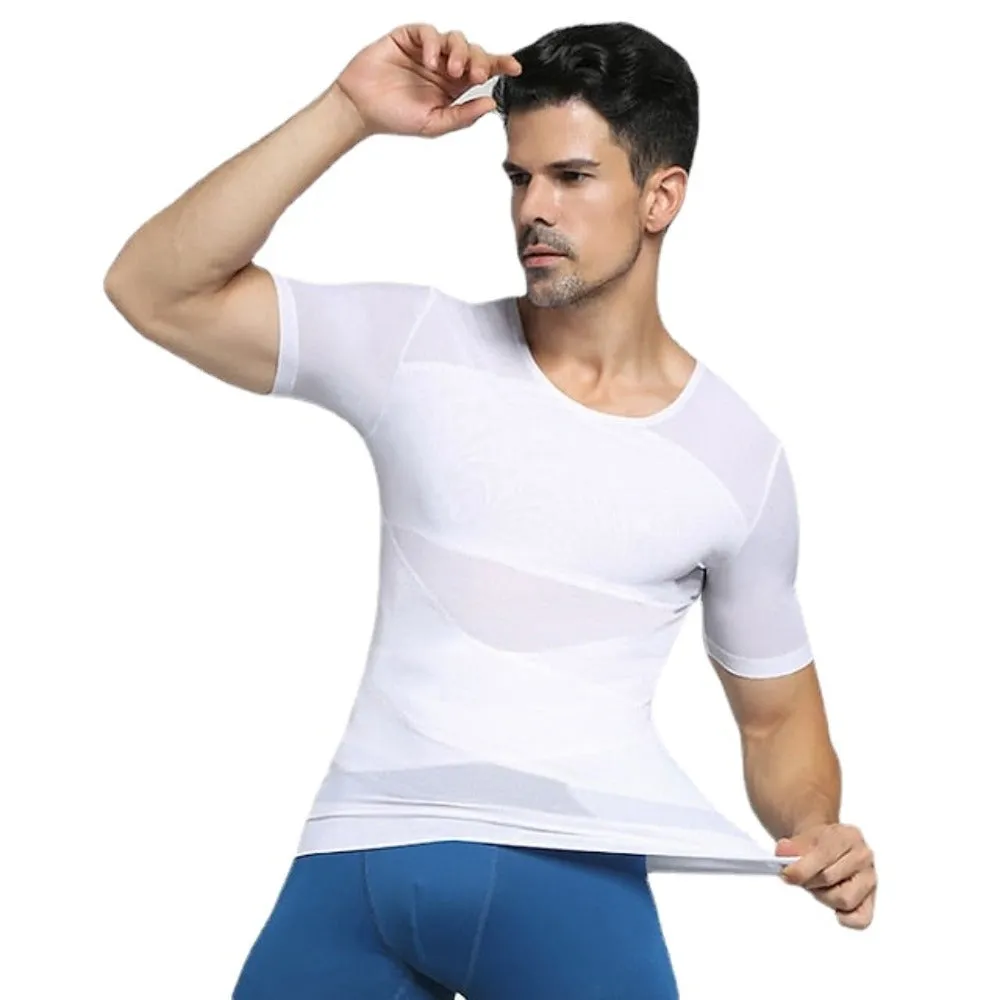 Men's Corset Shapewear Short-sleeved Strong Pressure Abdomen Cross Corset to Reduce Belly Tight-fitting Body Vest Muscular Male Corset