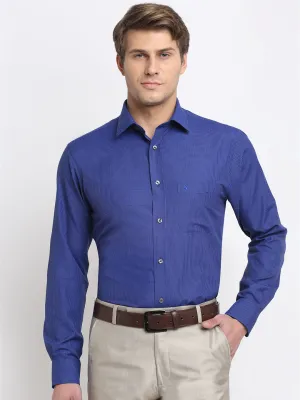 Men's Dark Blue Formal Micro Checks Full Sleeve Shirt