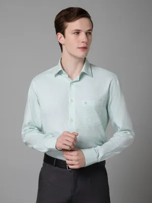 Men's Light Green Formal Self Textured Full Sleeve Shirt