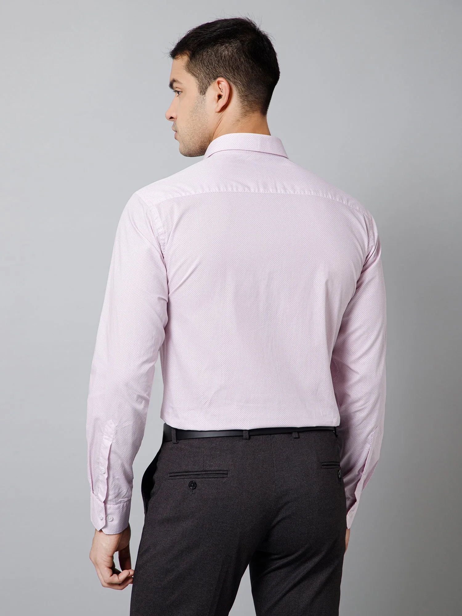 Men's Light Pink Formal Ditsy Print Full Sleeve Shirt