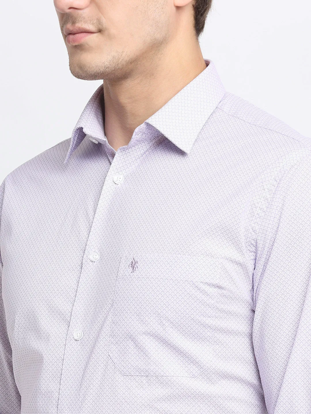 Men's Light Purple Formal Geometric Print Full Sleeve Shirt