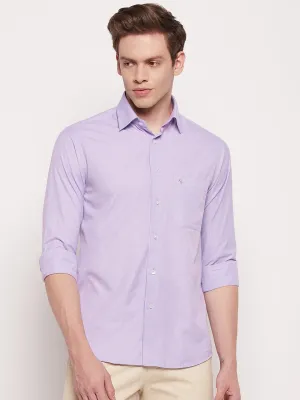 Men's Light Purple Formal Plain Full Sleeve Shirt