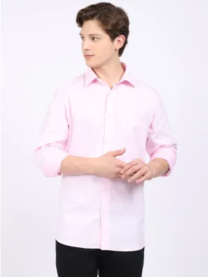 Men's Pink Formal Self textured Full Sleeve Shirt