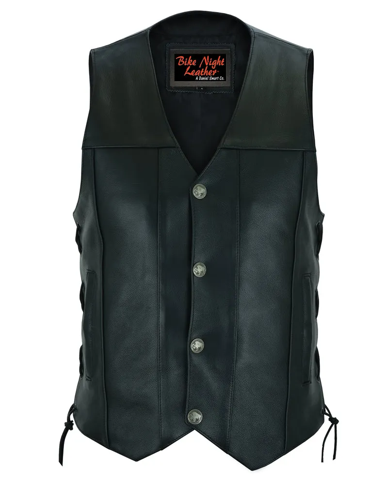 MEN'S SINGLE BACK PANEL CONCEALED CARRY VEST (BUFFALO NICKEL HEAD SNAPS)