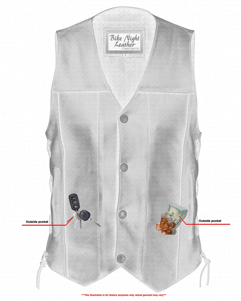 MEN'S SINGLE BACK PANEL CONCEALED CARRY VEST (BUFFALO NICKEL HEAD SNAPS)