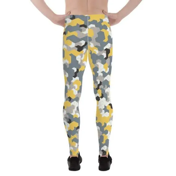 Men's Yellow Camo Performance Leggings for Active Lifestyle