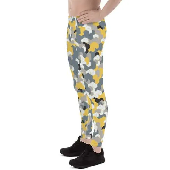 Men's Yellow Camo Performance Leggings for Active Lifestyle