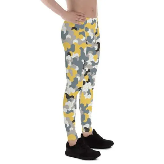 Men's Yellow Camo Performance Leggings for Active Lifestyle