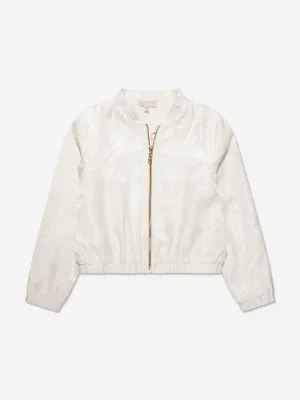 Michael Kors Girls Jacquard Satin Logo Jacket in Ivory