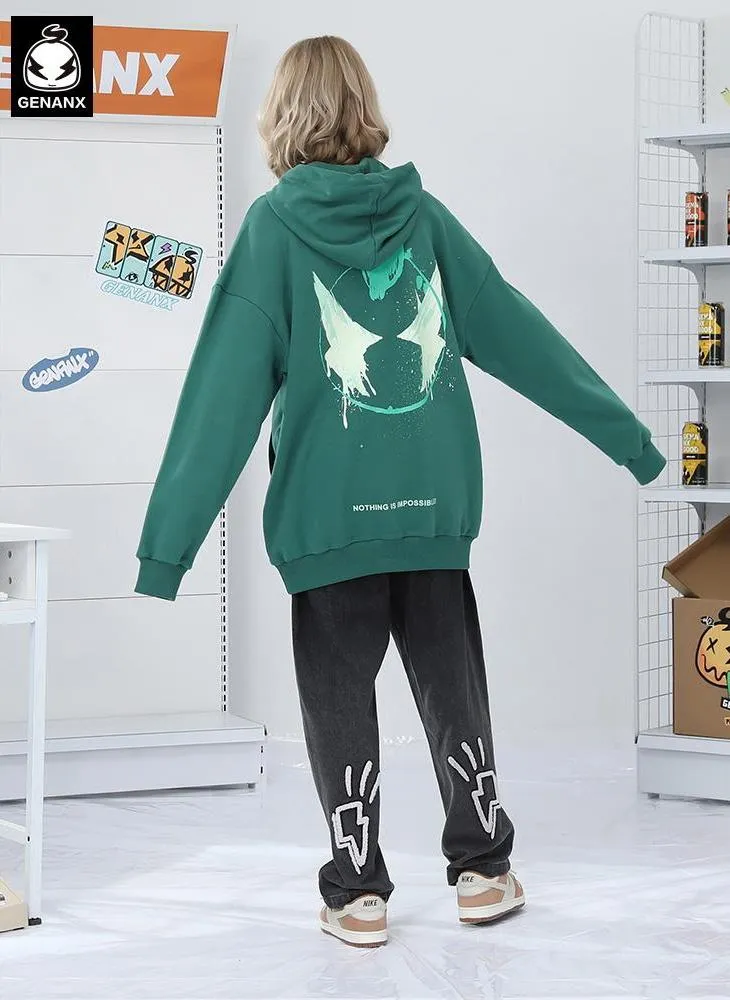 Minimalist Plain Letter Print Kangaroo Pocket Hoodies