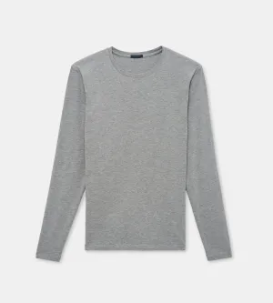 Mist Mélange Pima Stretch Long Sleeve T-Shirt - Patrick Assaraf