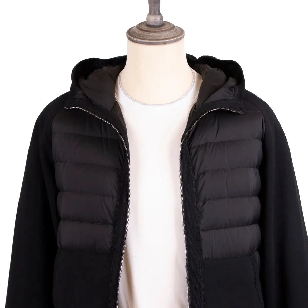 Moorer Black 'Chirico' Quilted Goose Down Hooded Jacket