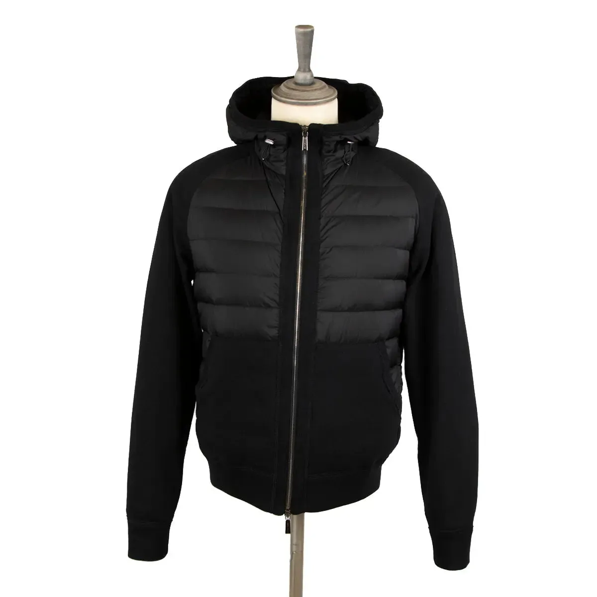 Moorer Black 'Chirico' Quilted Goose Down Hooded Jacket