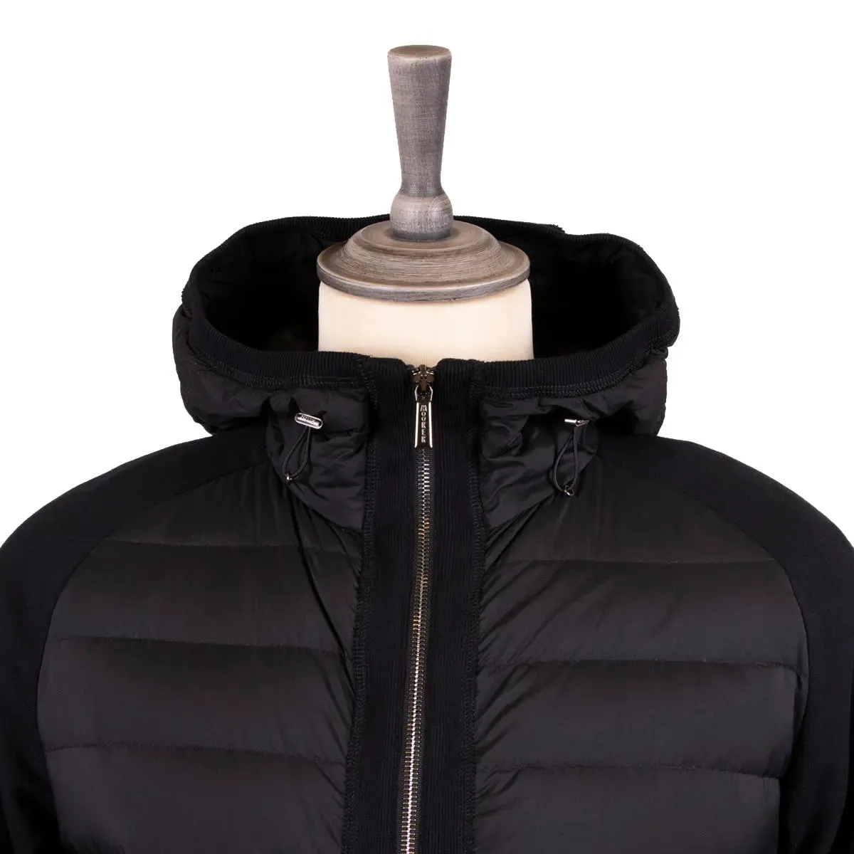 Moorer Black 'Chirico' Quilted Goose Down Hooded Jacket