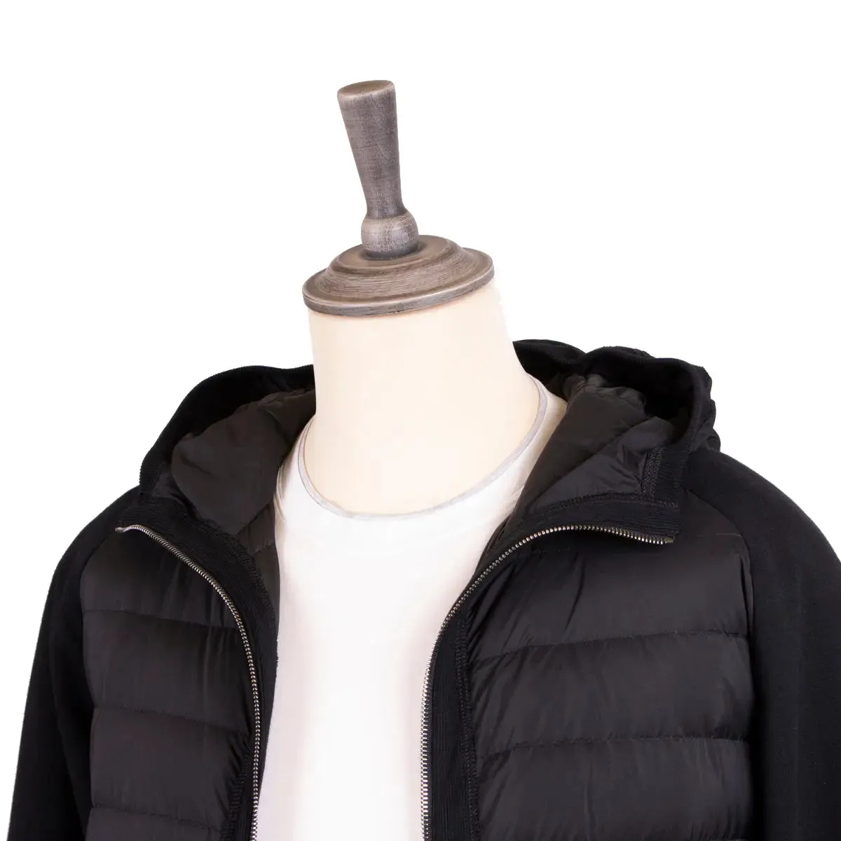 Moorer Black 'Chirico' Quilted Goose Down Hooded Jacket