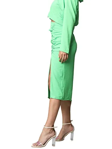 Only Women's Midi Skirt (15269325-Classic Green_Green_L)