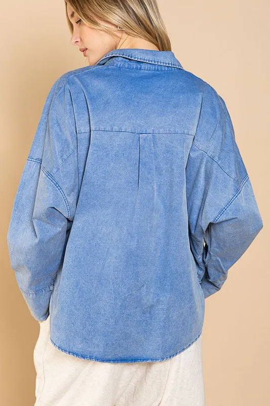 Parker Washed Blue Oversized Dad Shirt