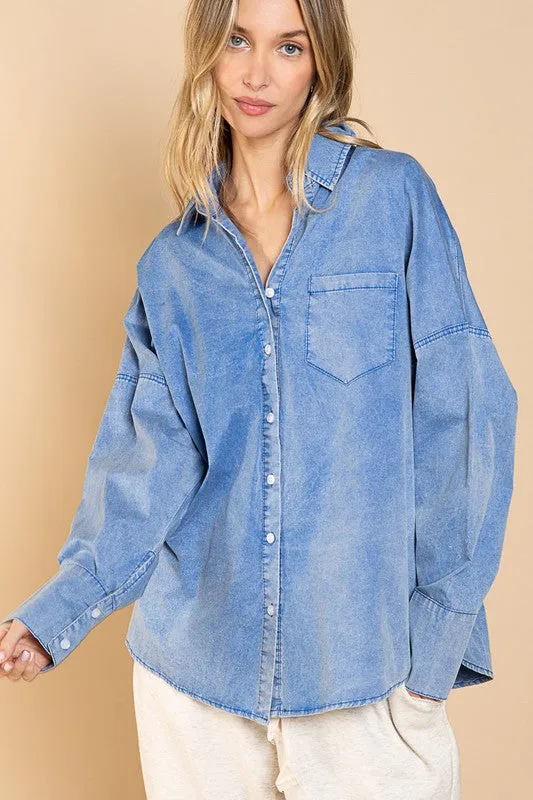 Parker Washed Blue Oversized Dad Shirt