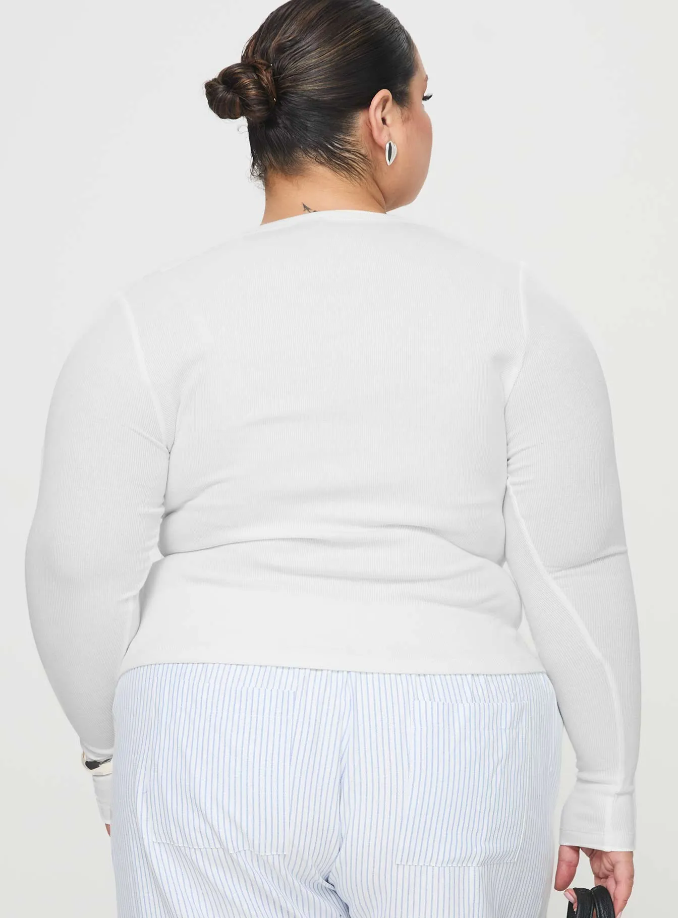 Passoni Long Sleeve Top White Curve