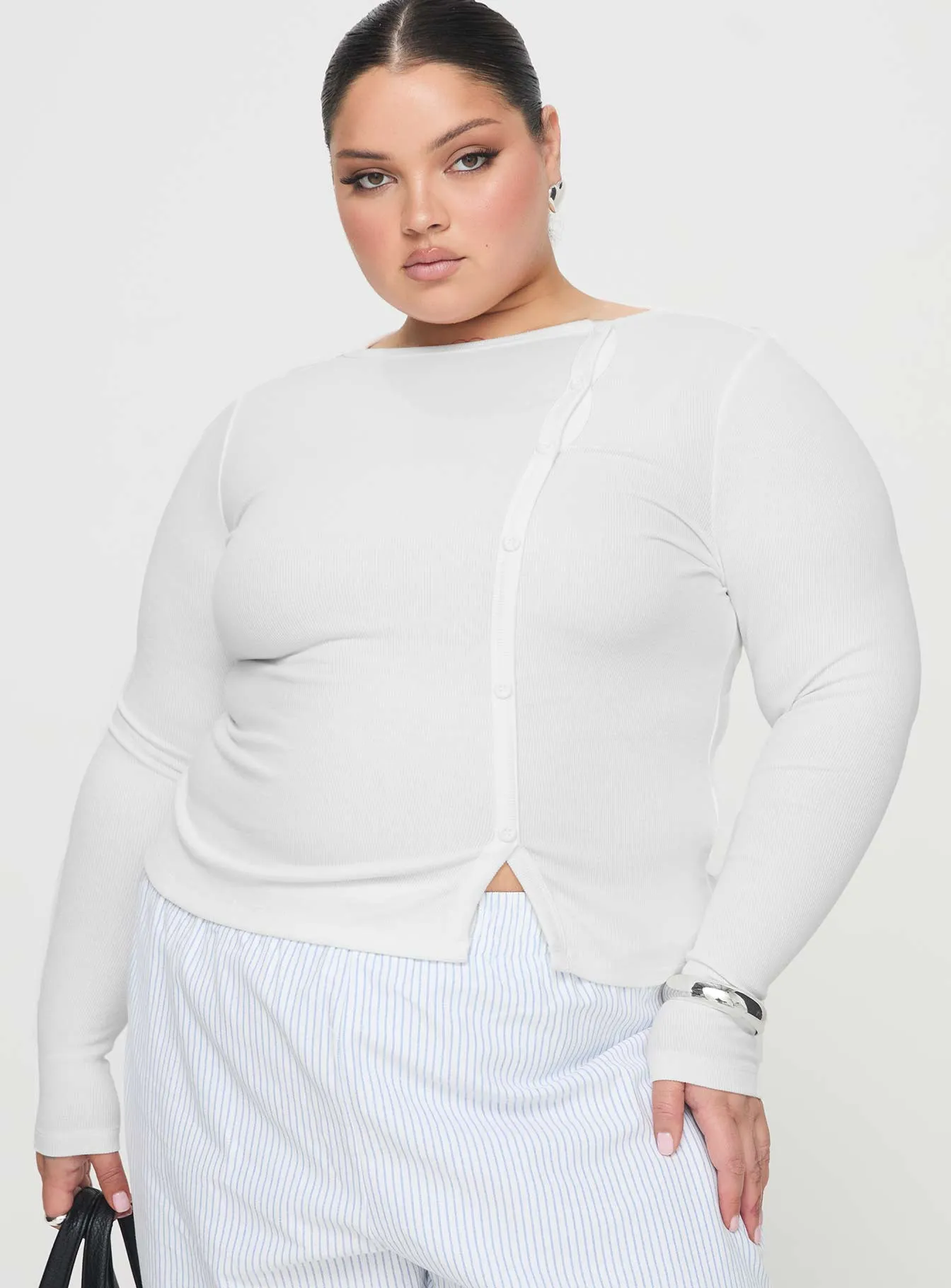 Passoni Long Sleeve Top White Curve