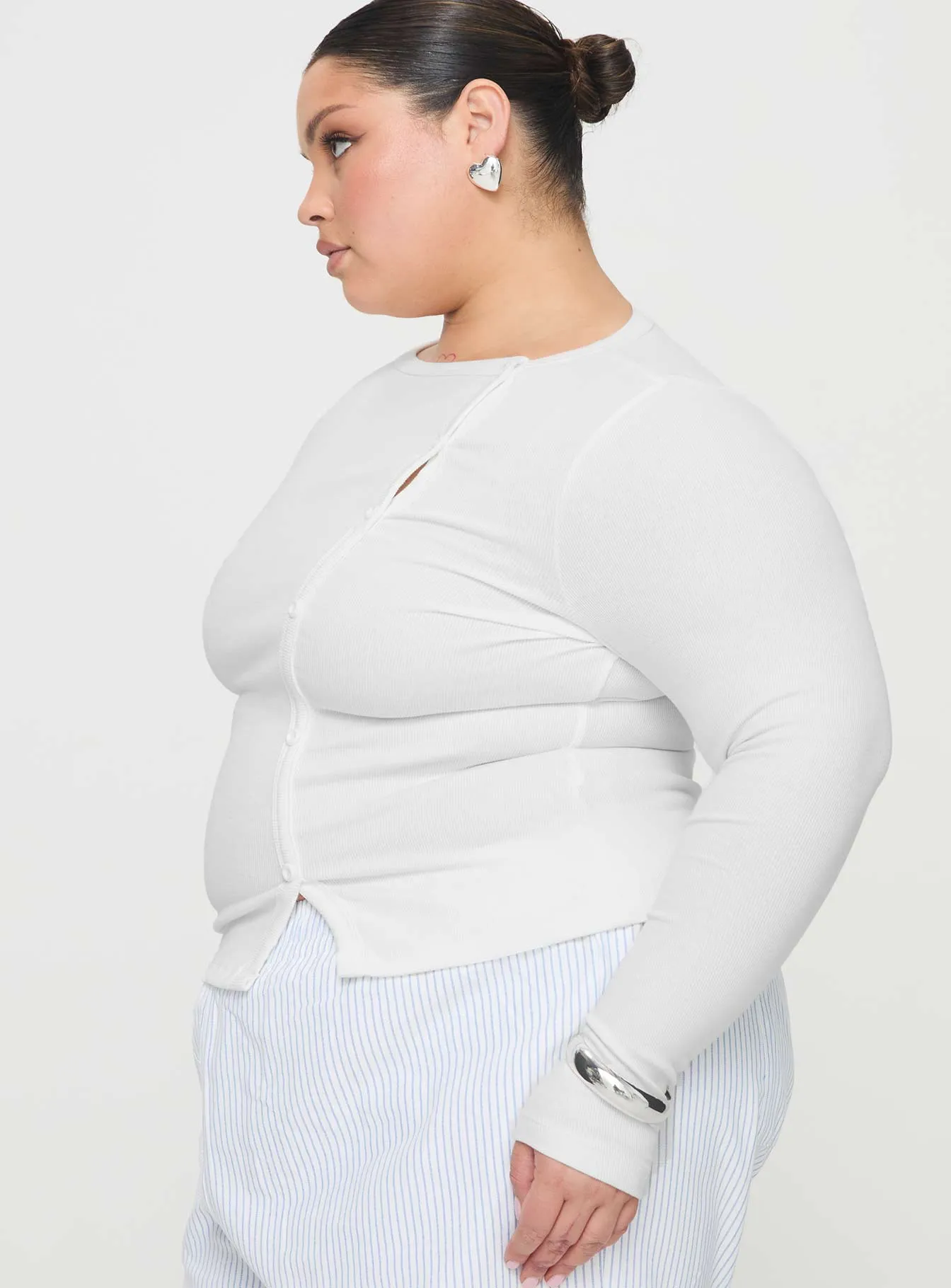 Passoni Long Sleeve Top White Curve