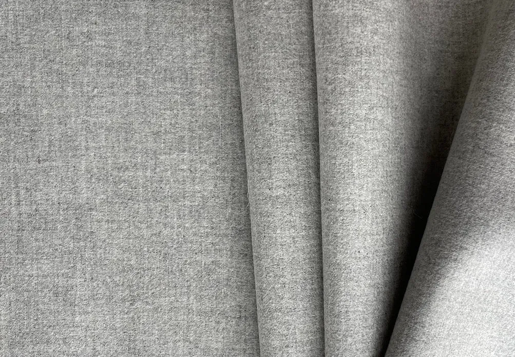 Pearl Grey Stretch Wool Blend Melton Coating