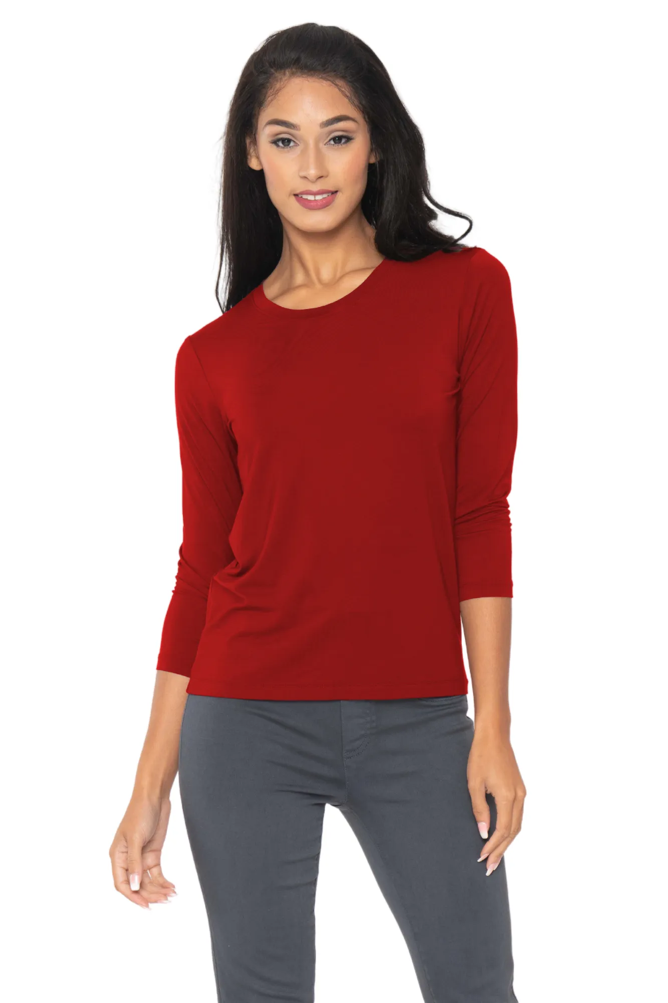 Pull-Over Three Quarter Sleeve Tops Solid Colors | LIOR