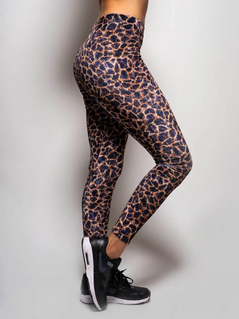 Purple Cheetah Velvet Leggings