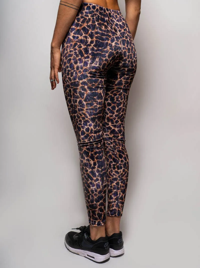 Purple Cheetah Velvet Leggings