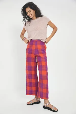 Rockabilly Plaid Pants - Orange/Purple Multi