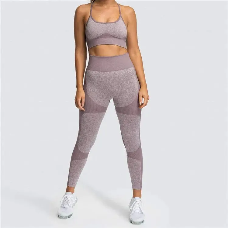 Seamless Sports Bra and High Waist Leggings Set for Women - Gym, Fitness, Running, Yoga (2 Piece Set)