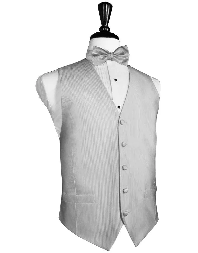 Silver Faille Silk Full Back Tuxedo Vest by Cristoforo Cardi