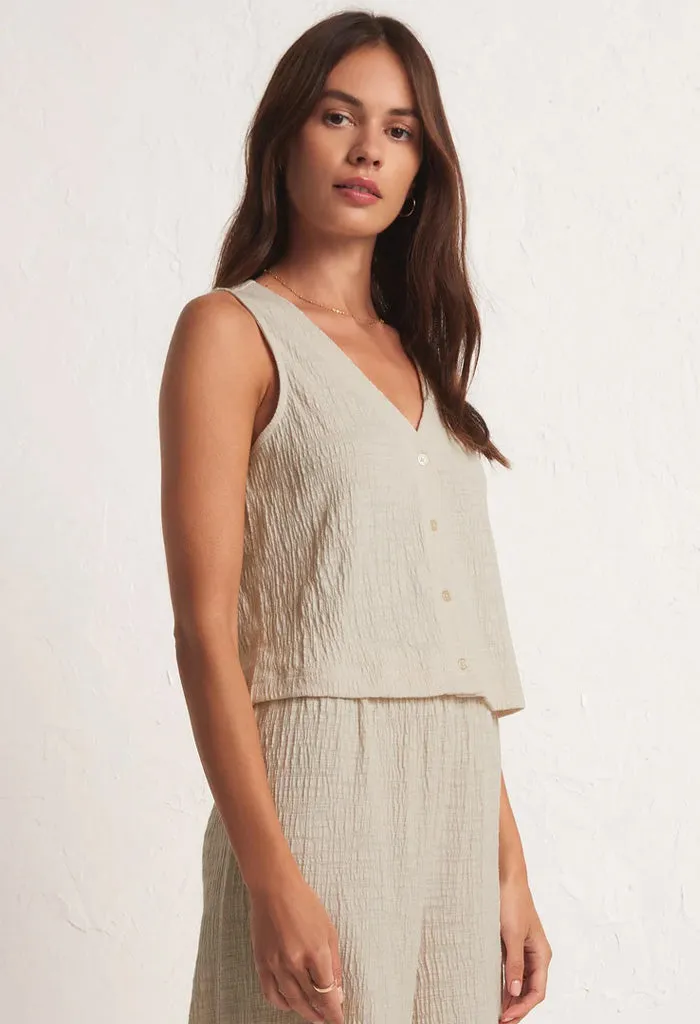 Solace Textured Slub Top-Whisper White