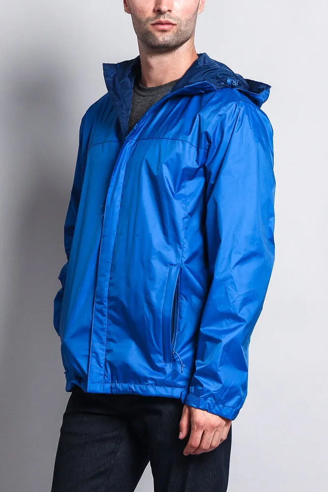 Solid Color Classic Hooded Windbreaker Jacket