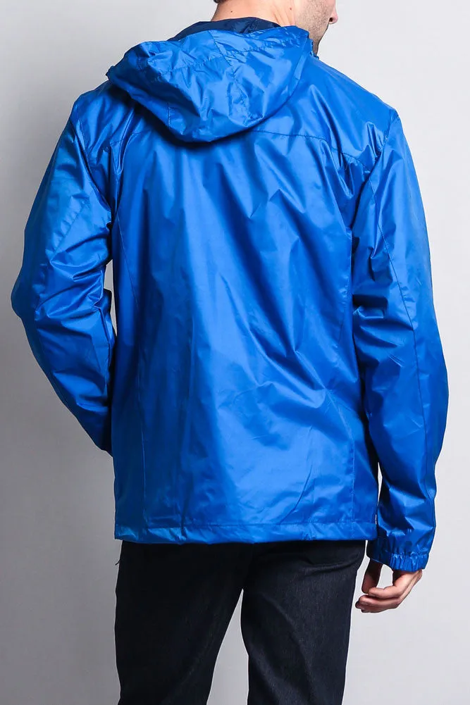 Solid Color Classic Hooded Windbreaker Jacket