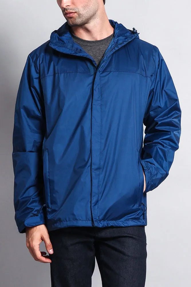 Solid Color Classic Hooded Windbreaker Jacket