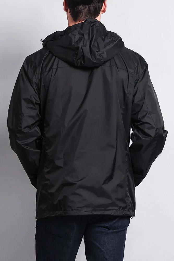 Solid Color Classic Hooded Windbreaker Jacket