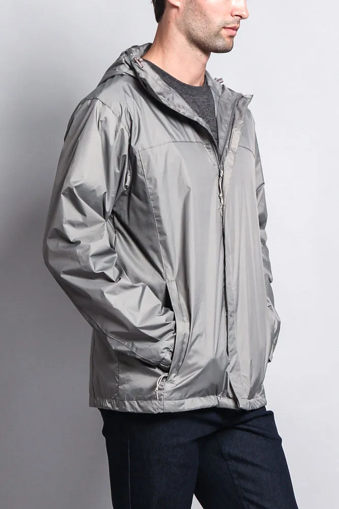 Solid Color Classic Hooded Windbreaker Jacket