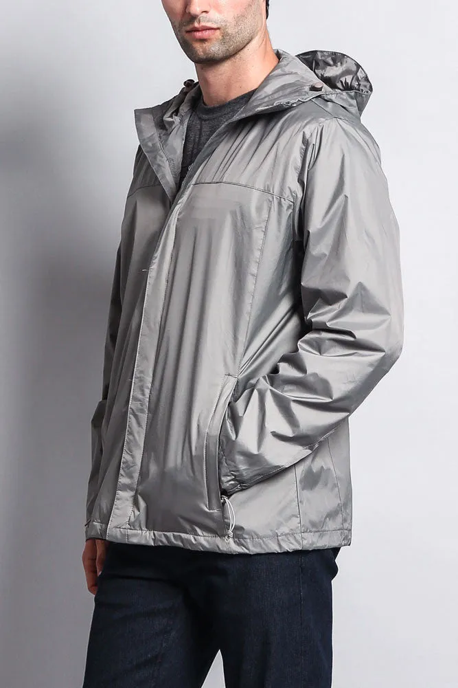 Solid Color Classic Hooded Windbreaker Jacket