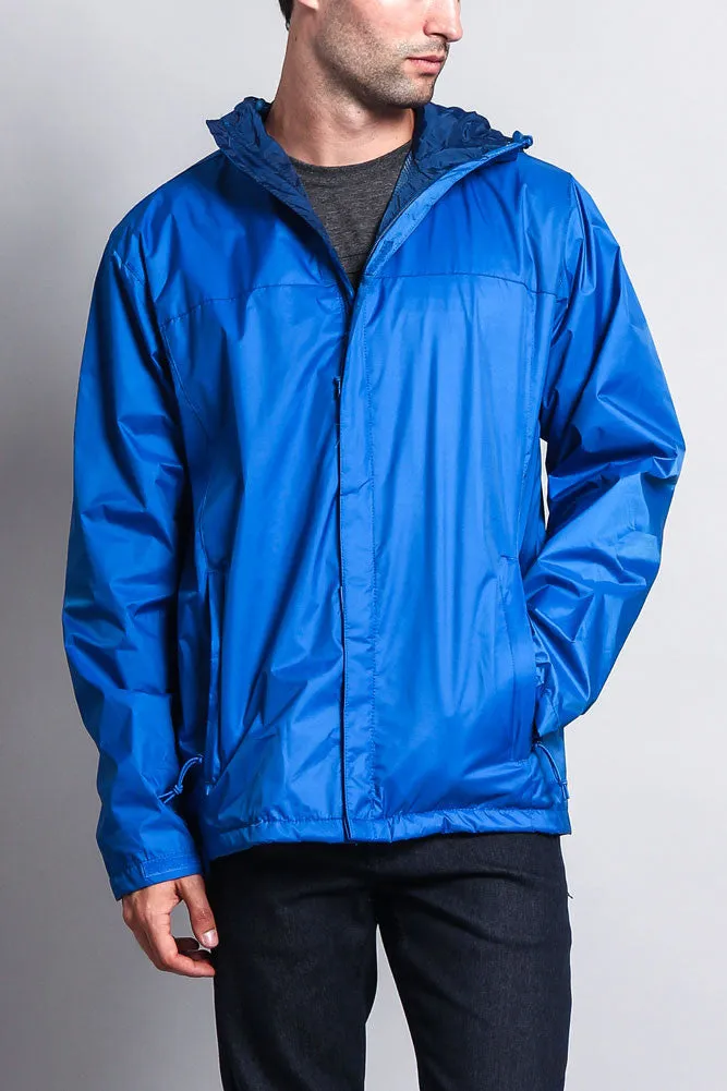 Solid Color Classic Hooded Windbreaker Jacket