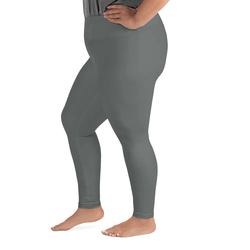 Solid Gray Plus Size Tights, Grey Solid Color Women's Plus Size Leggings Yoga Pants, Plus Size Tights -Made in USA