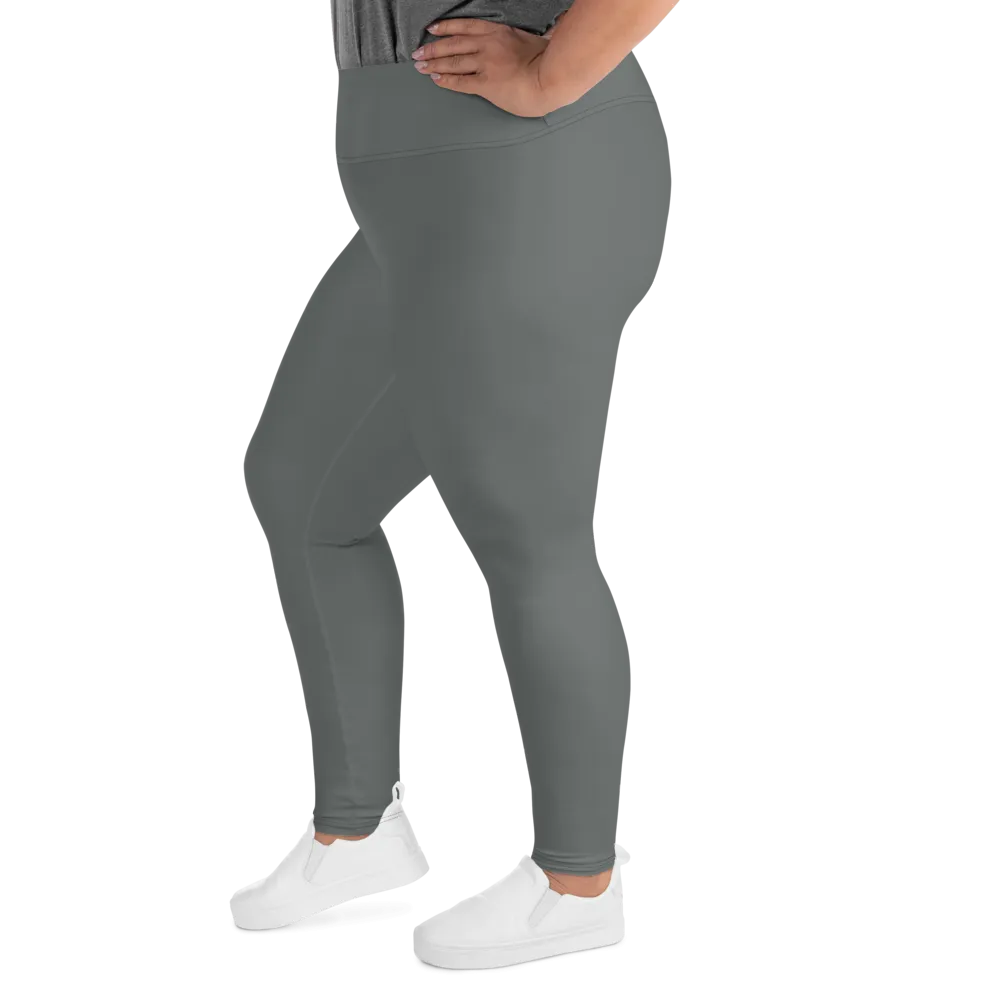 Solid Gray Plus Size Tights, Grey Solid Color Women's Plus Size Leggings Yoga Pants, Plus Size Tights -Made in USA