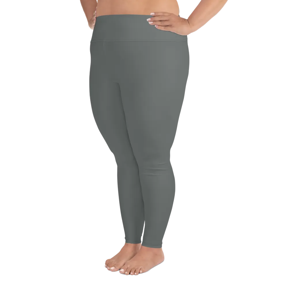 Solid Gray Plus Size Tights, Grey Solid Color Women's Plus Size Leggings Yoga Pants, Plus Size Tights -Made in USA