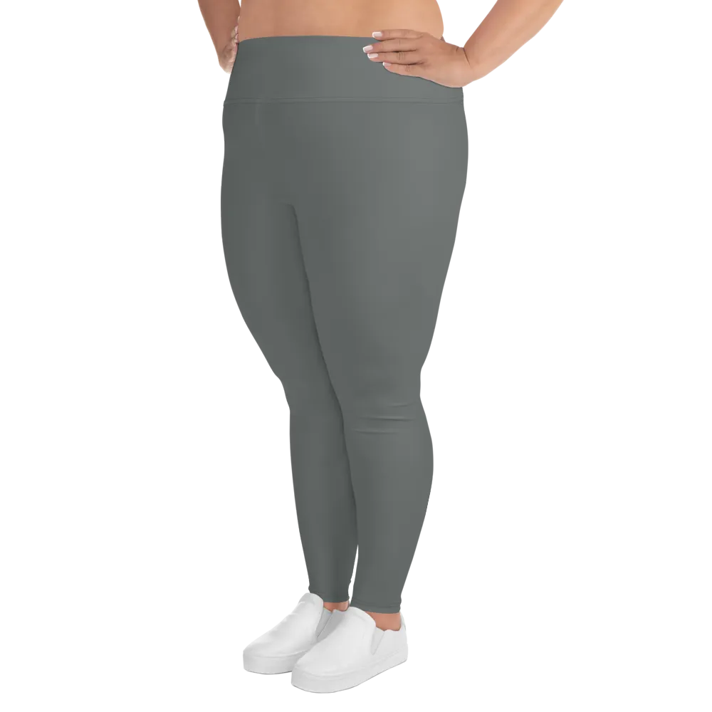 Solid Gray Plus Size Tights, Grey Solid Color Women's Plus Size Leggings Yoga Pants, Plus Size Tights -Made in USA