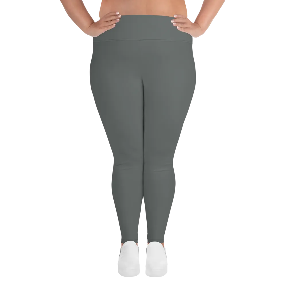 Solid Gray Plus Size Tights, Grey Solid Color Women's Plus Size Leggings Yoga Pants, Plus Size Tights -Made in USA